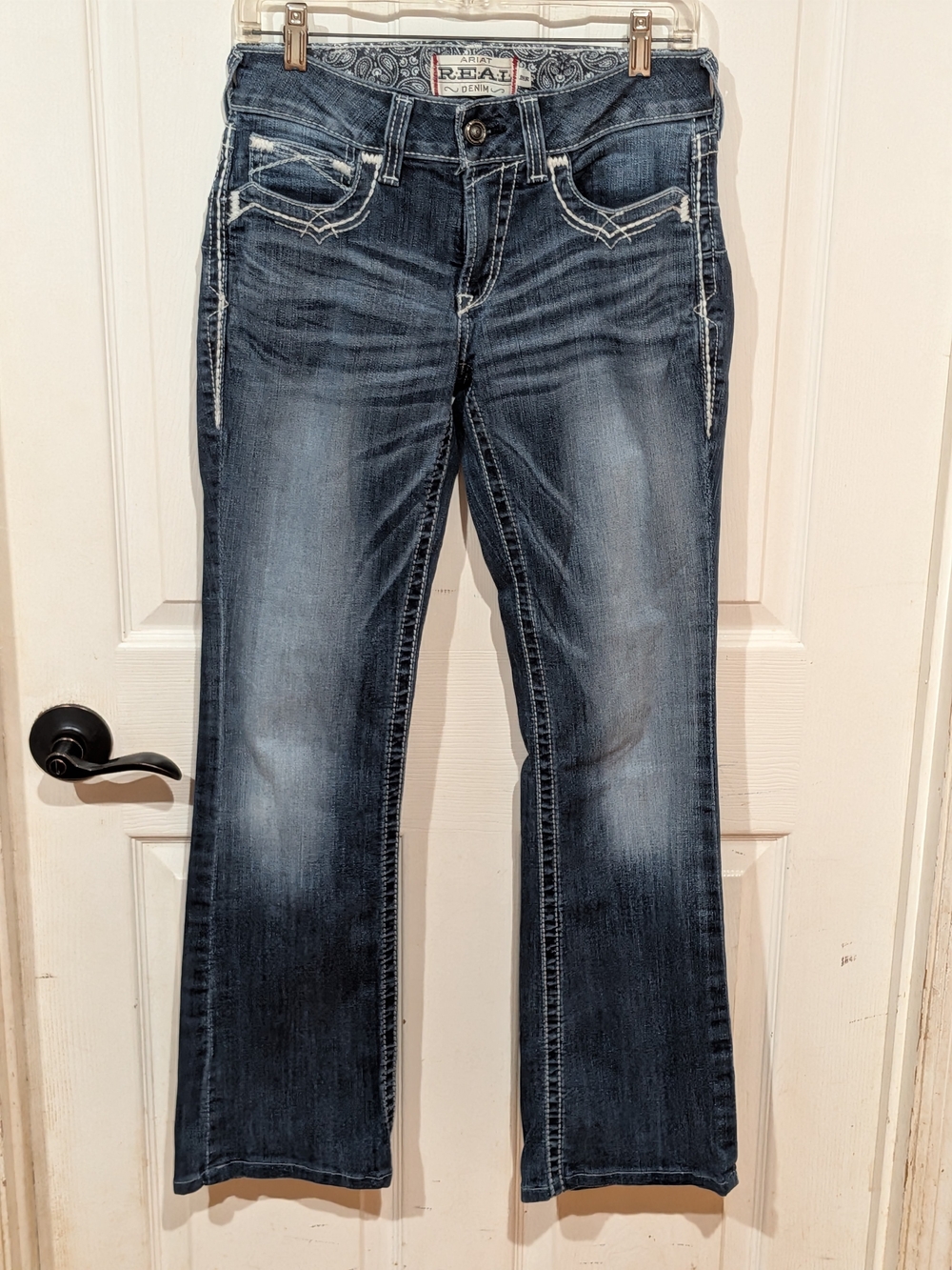 Ariat Women's Dark Blue Bootcut Jeans Mid Rise Entwined Boot Cut Jean